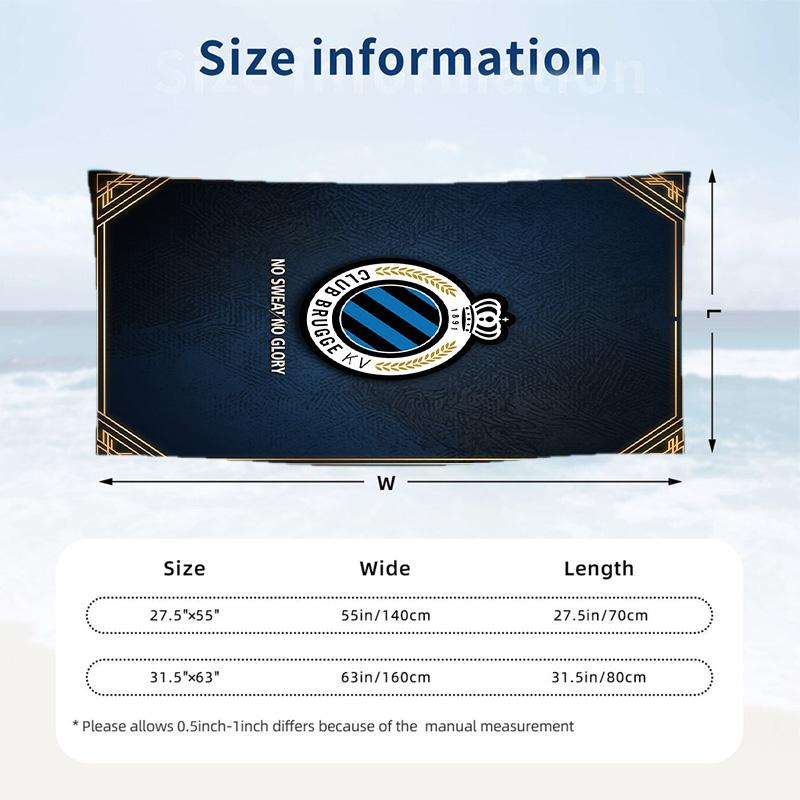 Club Brugge FC Stampa Asciugamano da Spiaggia Quick Dry Microfibra Assorbente Portatile da Viaggio Asciugamano da Nuoto