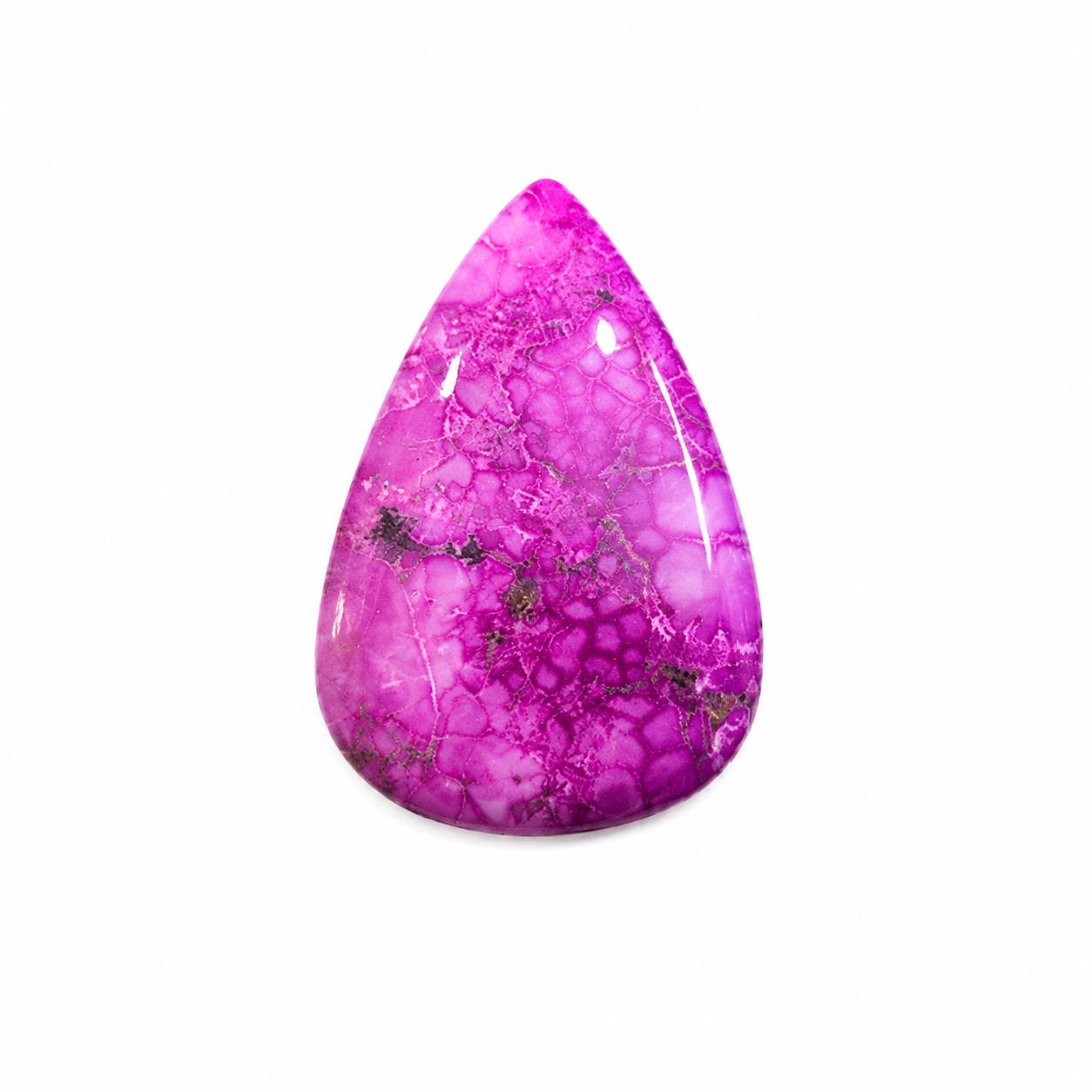 Pink Turquoise Pear Cabochon Gemstone | Vibrant Pink Turquoise Jewelry Making Stone 28x41mm розовый