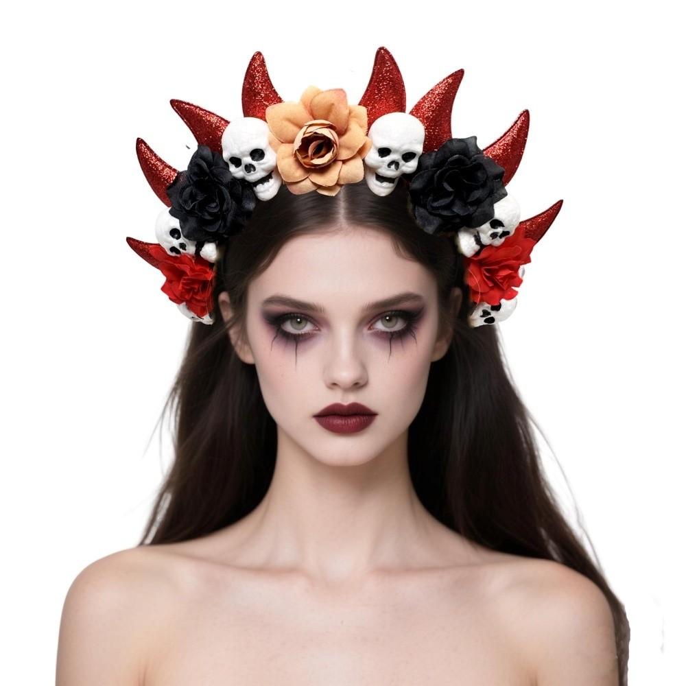 Simulation Bat Halloween Hair Hoop Exaggerated Gothic Flower Hairband  Photography Props
