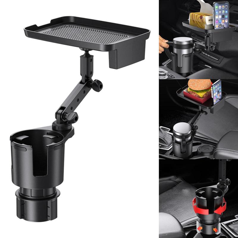 Multifunctional Car Cup Holder Expander Storage Tray, Black 360 Rotatable
