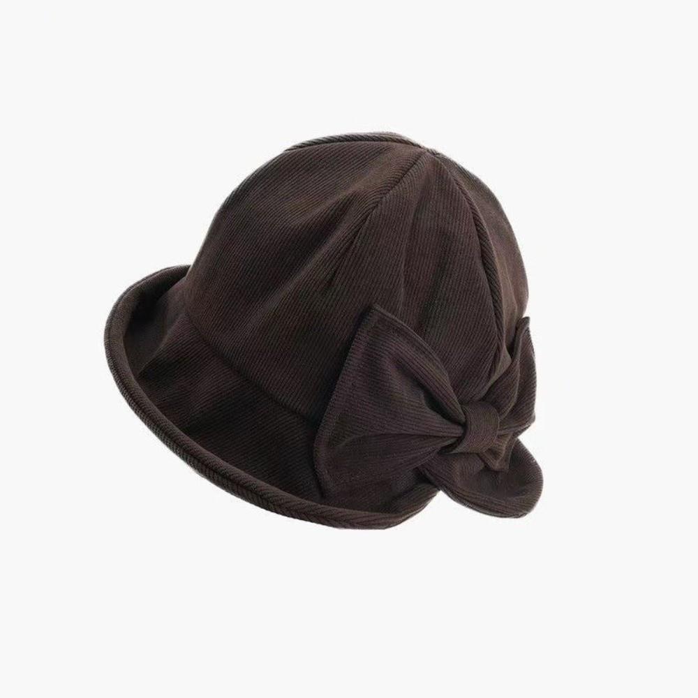 Slit Front Vintage Bucket Hat Cold Resistant Bow Bucket Hat Women's Bucket Hat  Outdoor Wear