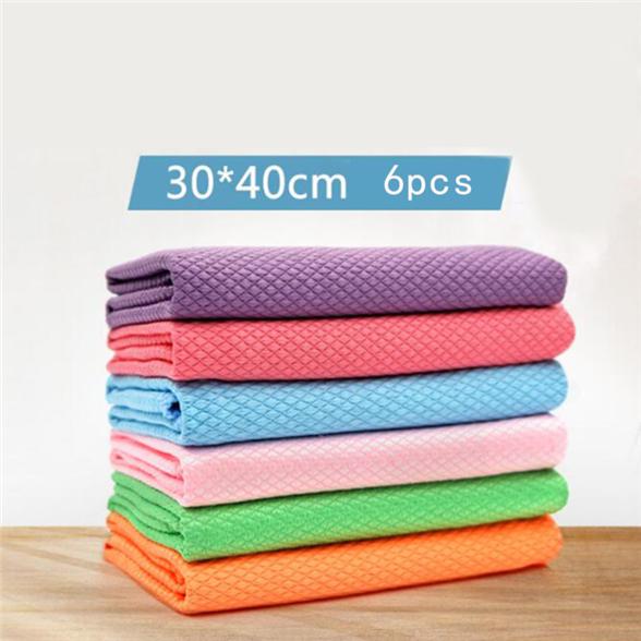 Household Cleaning Cloth Plain Fish Scale Rag Absorbent Cleaning Towel