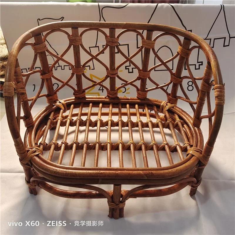 Professional Studio Photography Props 1pc Retro Rattan Basket Chair Newborn Posing Bed Backdrops for Infant Baby Girl Boy Shoots