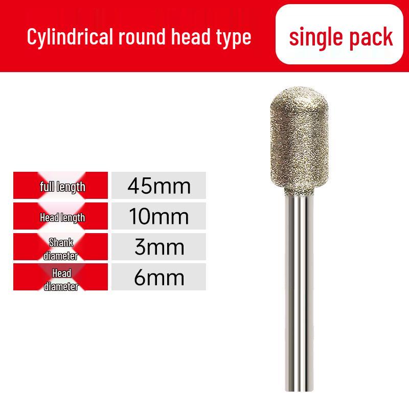 Emery Grinding Head for Metal and Jade Polishing, 3MM Electric Carving Tool.