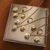 Hollow Round Clip Pearl Necklace Earrings Ring Three-Piece Set Fresh And Sweet Temperament Set