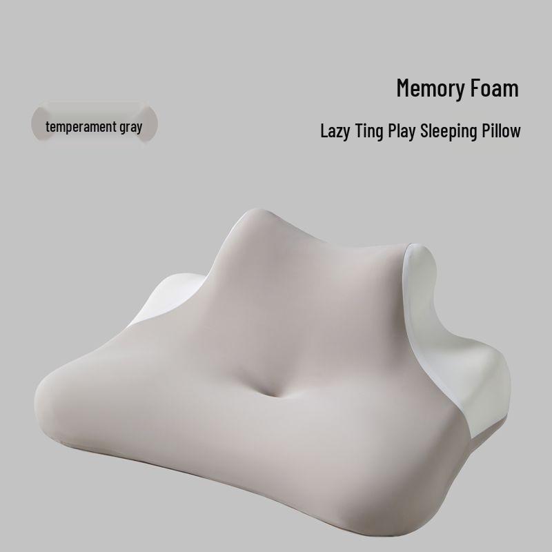 

Multi-Functional Memory Foam Pillow for Neck Support & Comfortable Prone Sleeping 40x60x23 cm сірий колір