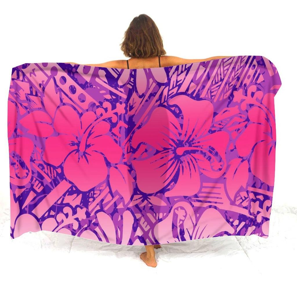 Polynesischer Damen-Sarong Hawaiianisches Strandparty-Schal Winddicht Sonnenschutz Einteiler Samoa Blumendruck