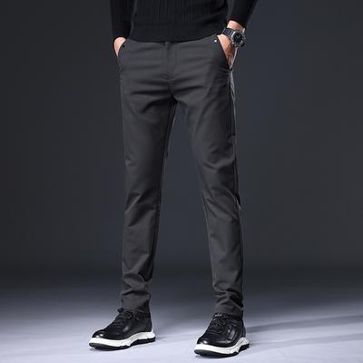 Autumn and Winter New Brushed Casual Trousers Men's Cotton Trousers Business Straight with Trousers Slim Korean Men's Trousers