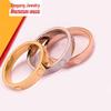 2024 Rhinestone Titanium Steel Couple Rings - Women's Non-Fading Plain Band, 18K Rose Gold