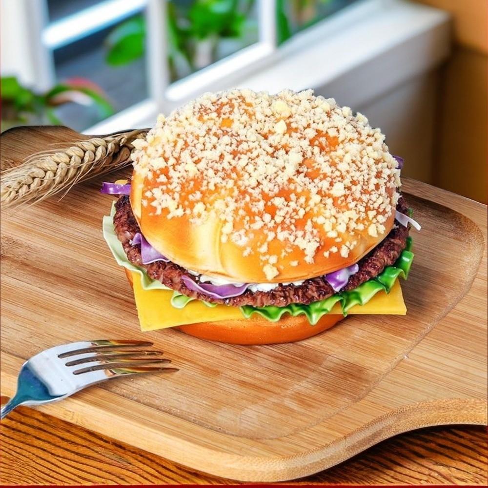 Realistic Beef Burger Model Soft PU Food Simulation Model Creative Fake Bread  Shop Window Display