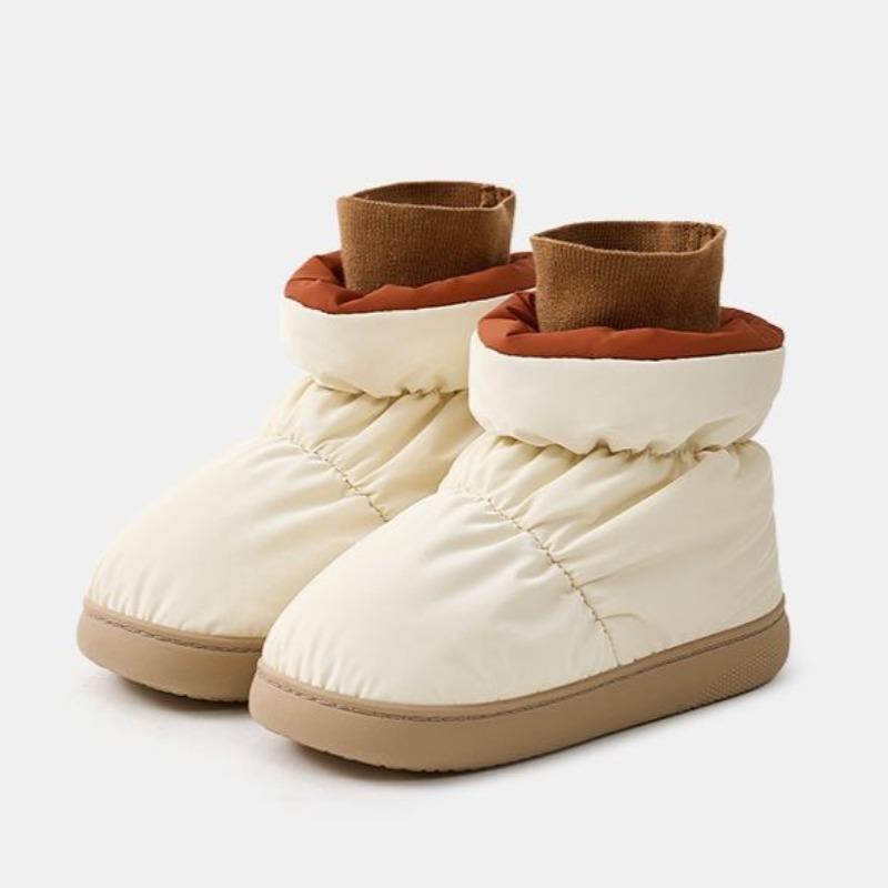 Waterproof High Top Warm Plush Women Cotton Shoes Anti Slip Outdoor Winter Light Weight Down Furry Thick Sole Female Snow Boots