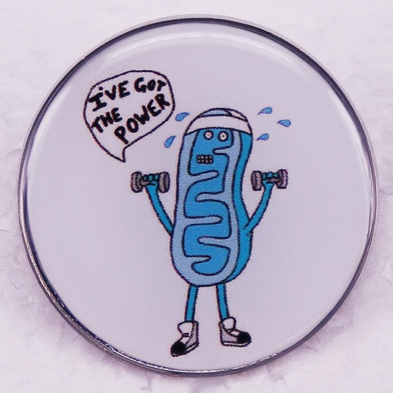 Mitochondria Power Cartoon Biology Brooch Badge
