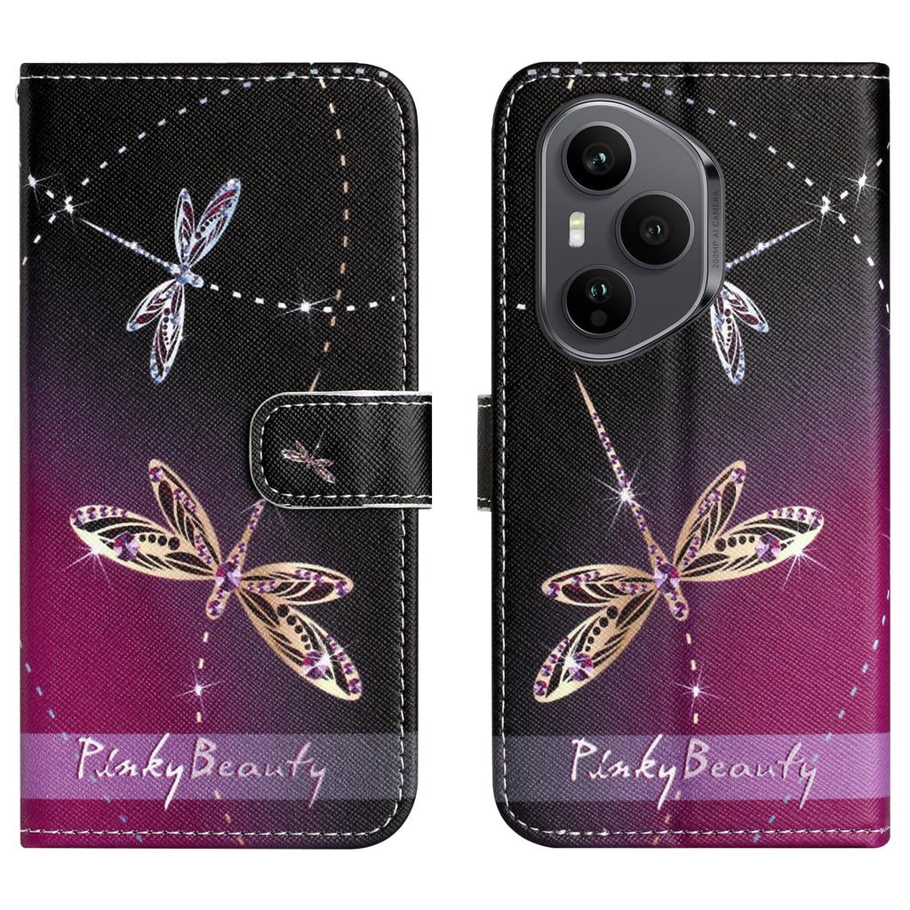 Dla Honor 400 Pro 5G (Światowy) Etui Wzór Nadruk Skóra PU Portfel Pokrowiec na Telefon Tekstura Krzyżowa