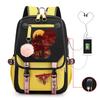 Trend Printing Student Casual Schoolbag Contrasting Color Neutral USB Backpack