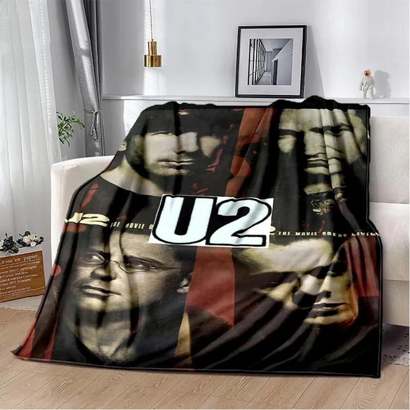 U2 Rock Bang Bono 3D Tisková deka, Měkká přehozová deka pro domácnost Ložnici Postel Pohovku Piknik Cestování Kancelář Krycí deka na odpočinek Děti