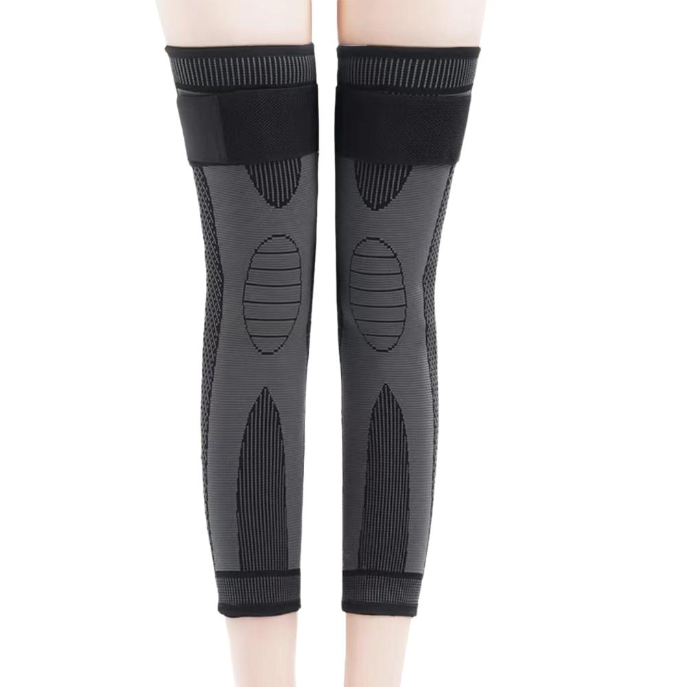 

1 пара длинных компрессионных наколенников, поддерживающих удлиненный полосатый спортивный рукав, защита от артрита и боли в суставах, эластичный наколенник чёрный