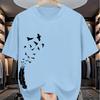 Men's Pure Cotton Summer Casual Loose Fashion Bird Creative Pattern Printed Round Neck T-shirt Versatile Top