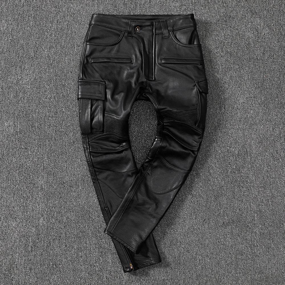 Leather Head Layer Soft Cowhide Heavy Industry Motorcycle Leather Pants Can Be Equipped with Protective Gear Hunting and Riding Leather Pants