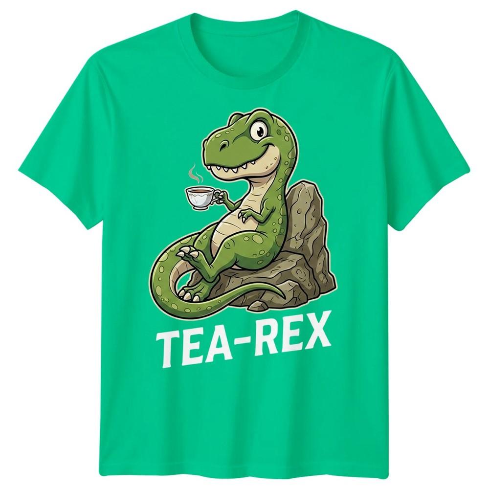 Tea Rex Funny Dinosaur Drinking Tea Unisexs T Shirt Graphic Novelty Tee