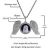 Cross-Style Rhinestone Wing Photo Frame Pendant Necklace - European American Hip Hop Fashion