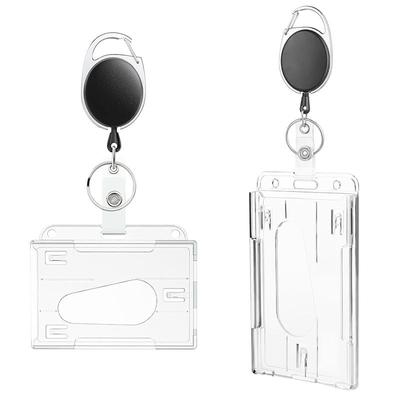 Hard Plastic ID Tag Badge Holder Transparent Business Working Credit Card Retractable Holder Case Card Protector