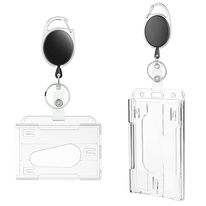 Hard Plastic ID Tag Badge Holder Transparent Business Working Credit Card Retractable Holder Case Card Protector