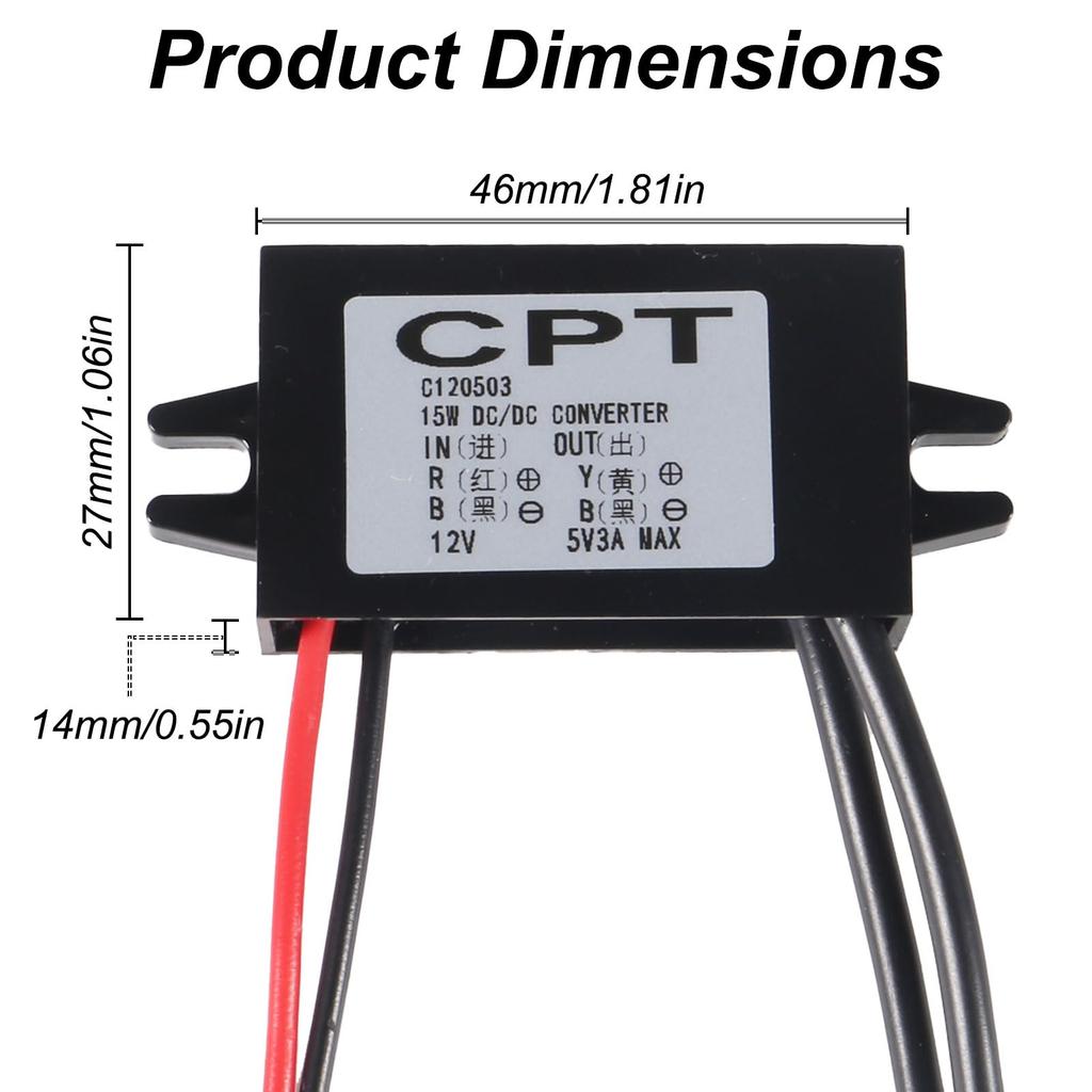 DIANN to 5V 3A 15W Buck Converter Module - Dual USB Female DC Power Adapter - Car Power Converter