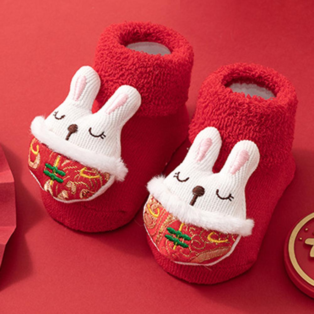 New Year Anti-Slip Baby Floor Socks Cute 3D Cartoon Winter Toddler Walking Socks B