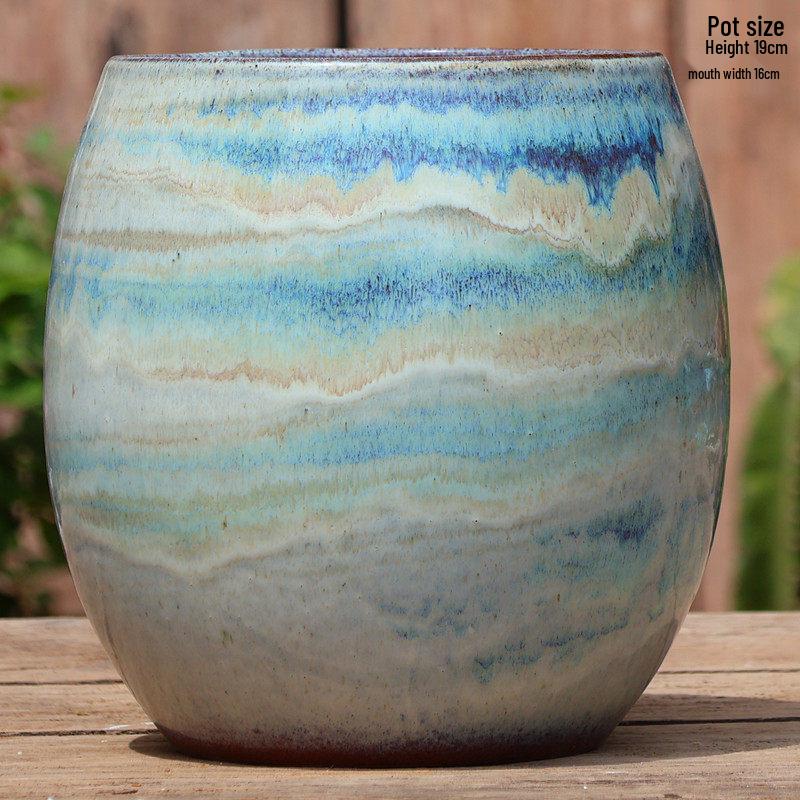 Vaso per Succulente in Ceramica Grezza Fatto a Mano - Fioriera Orchidea Intagliata con Ampia Bocca