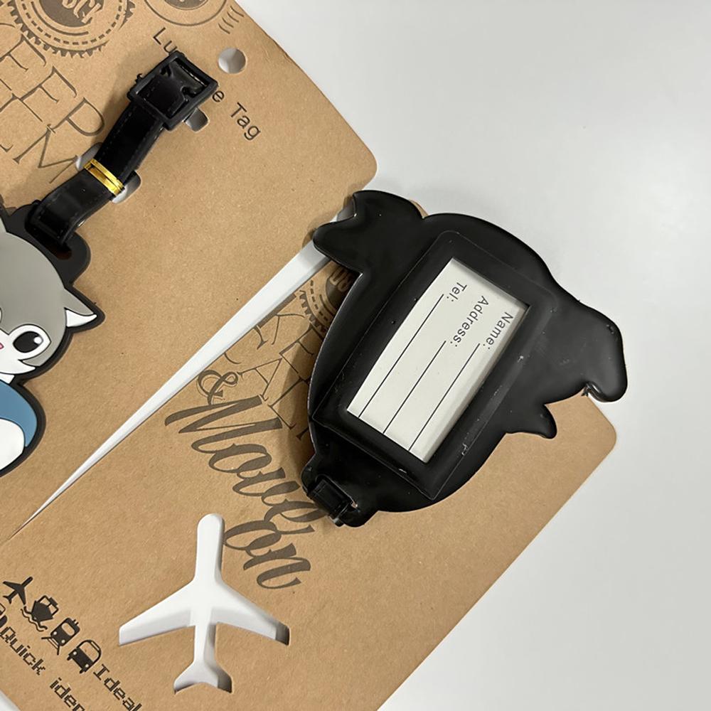 New Cartoon Cat Portable Luggage Tag Women Travel Accessories PVC Luggage Label Men Portable Anti-loss Address Name Tag