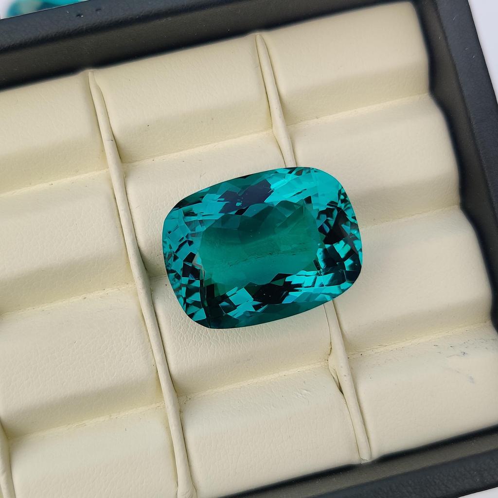 Cushion Cut Natural Glass Stone, Faceted Loose Stone, 31.65 Carat, 23x17x13 Size Stone.