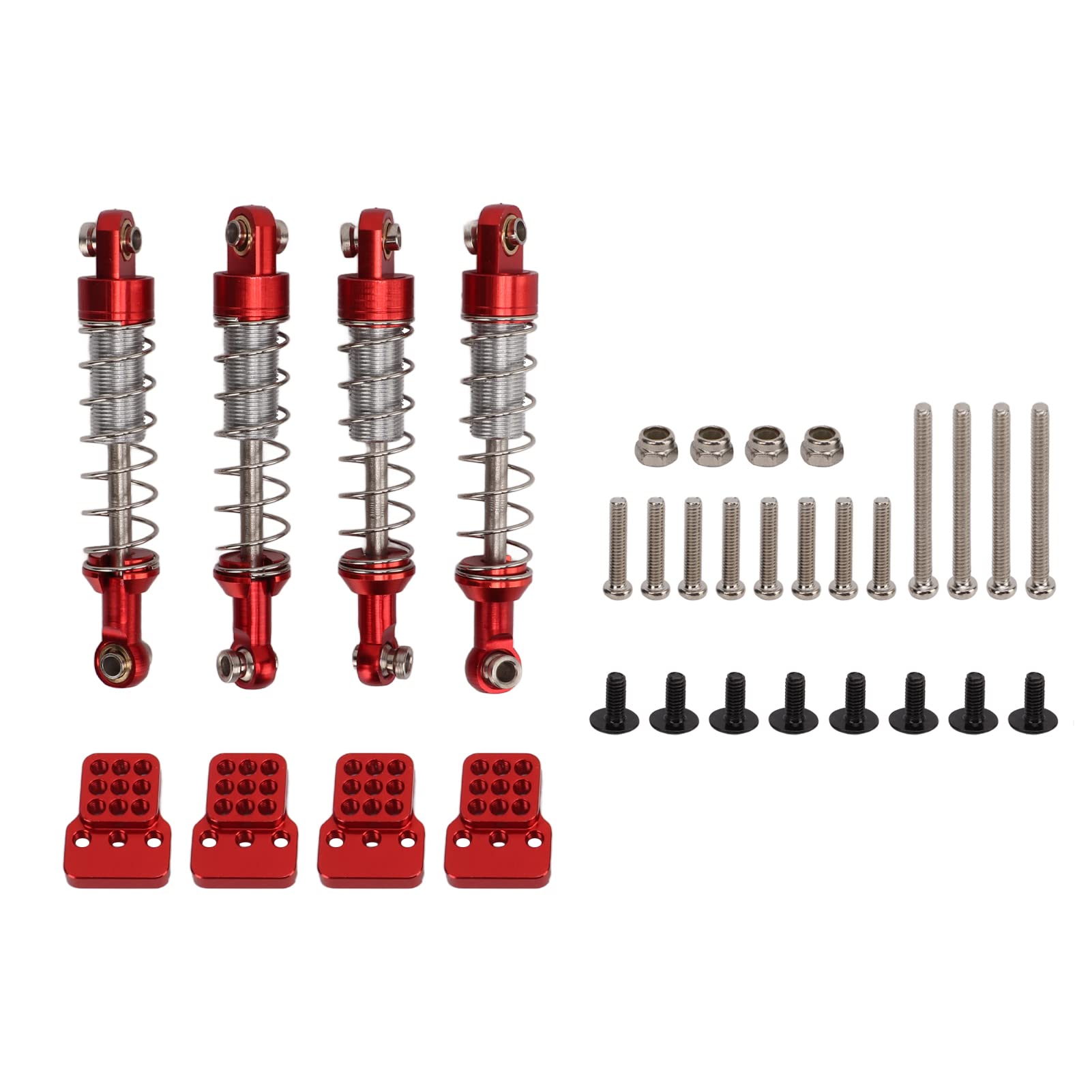 

RC Damper Shocks, Set of 4, Durable Aluminum Alloy, Enhanced Shock Absorption for WPL C14, Easy Installation for RC Vehicles, C24, MN, D90 (Red)