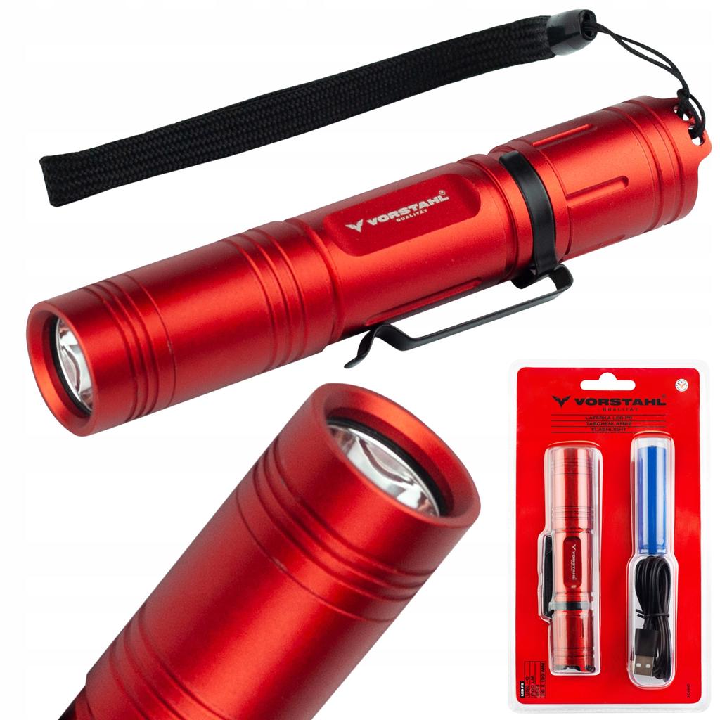 POWERFUL Rechargeable LED FLASHLIGHT 600lm 2200mAh IP44 USB C QUALITY Vorstahl