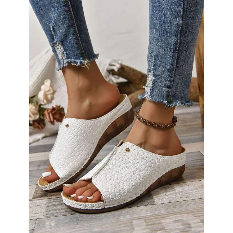 Women's Slippers Thick-soled Fish Mouth Car Stitching Women's Slippers Crocodile Pattern Slippers