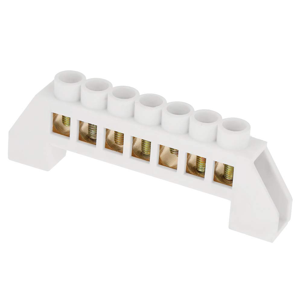 Hilitand 10pcs Terminal Blocks, 7 Hole Bridge Design Electrical Distribution Wire Screw Brass Terminal Block Connectors