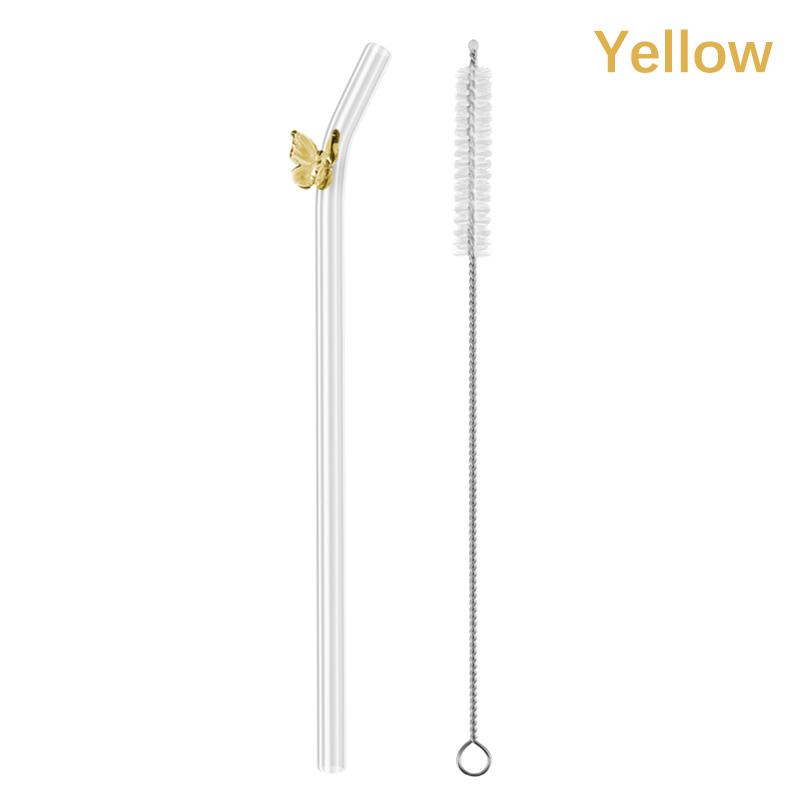 Butterfly Glass Straws Set Reusable Bar Tools for Smoothies Cocktails Tea Coffee Juicy Drinking Eco Friendly Drinkware