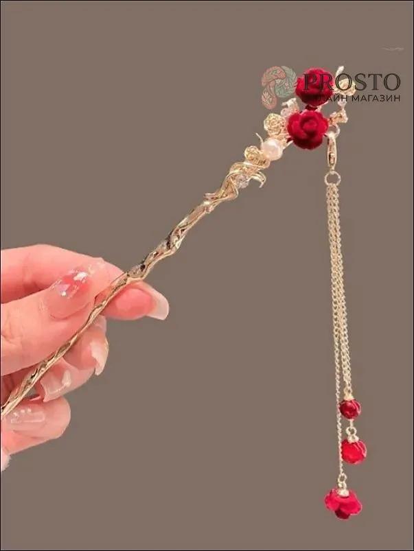 Traditional Chinese Style Hair Stick with Hanging Chain Floral Design Elegant Hairpin for Women Hair Accessories Hair Ornament
