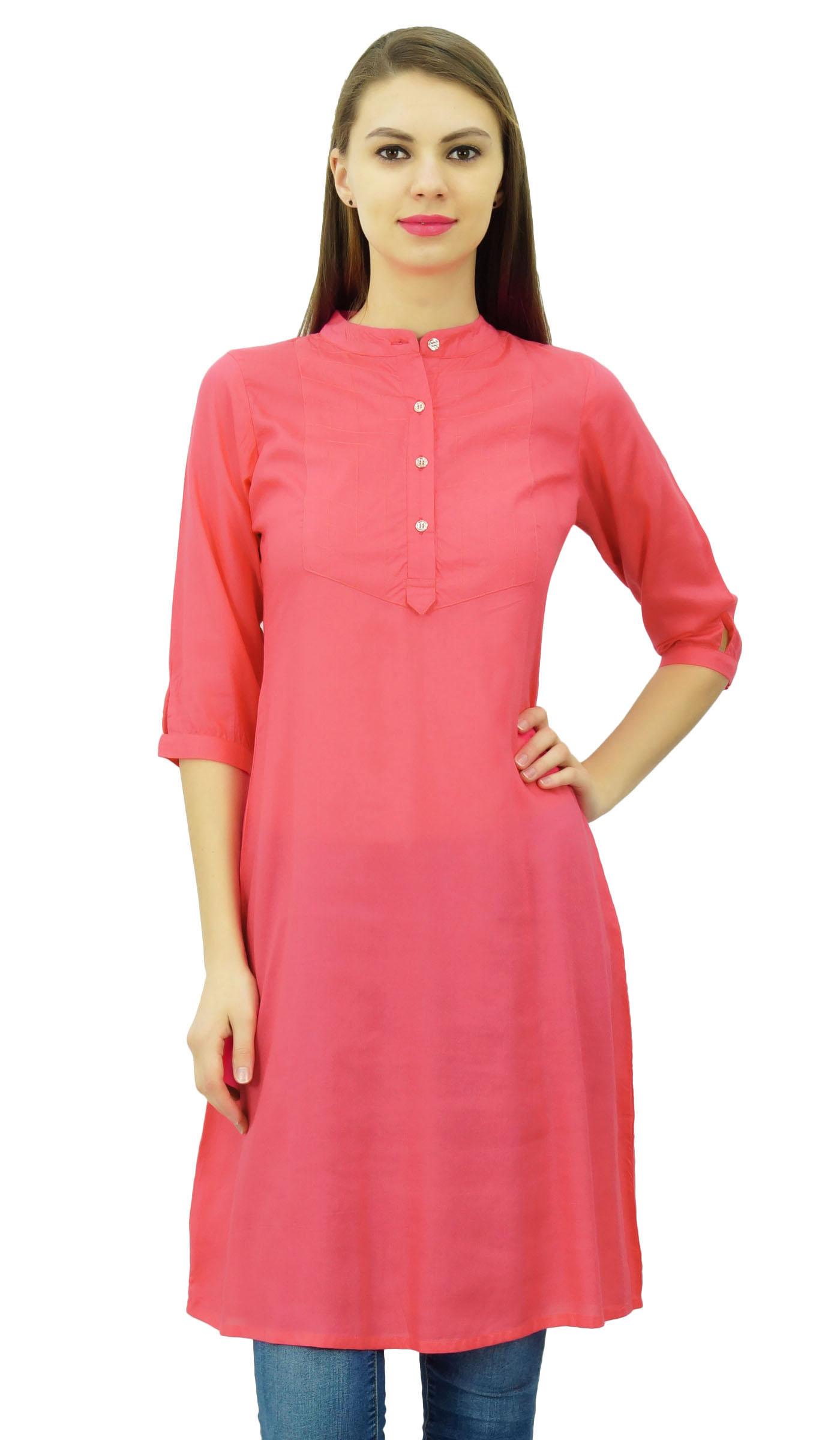 

Phagun Womens Cotton Blend Indian Kurti Ethnic Kurta Casual Summer Tunic 6 рожевий