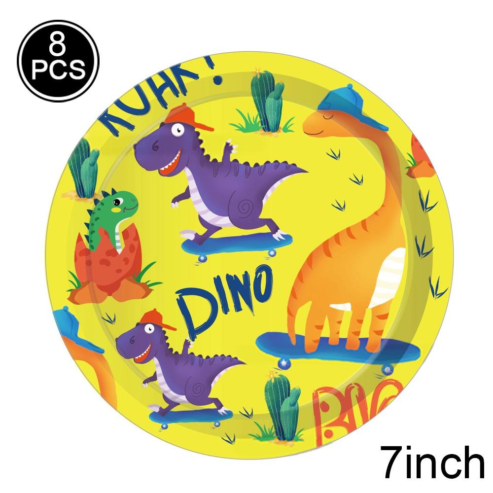Geschirr-Ballon-Set mit Cartoon-Dinosaurier-Motiv, für Kindergeburtstage, Einweggeschirr, Veranstaltungsort-Dekoration, Fotografie-Requisiten