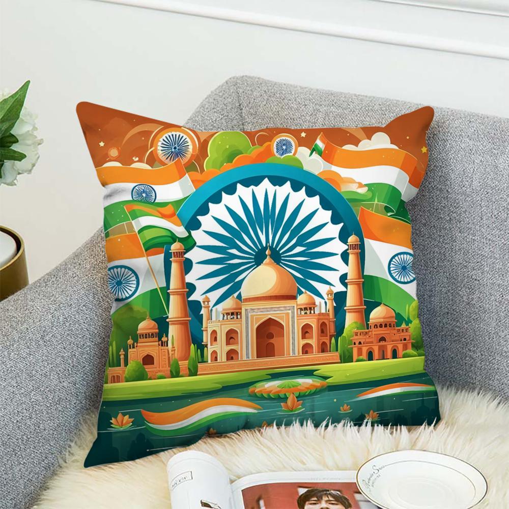 Indias Independence Logo Pillow Case For Car Sofa Decorative Home Double-sided Print Plush Square Throw Pillow Cushion Cover