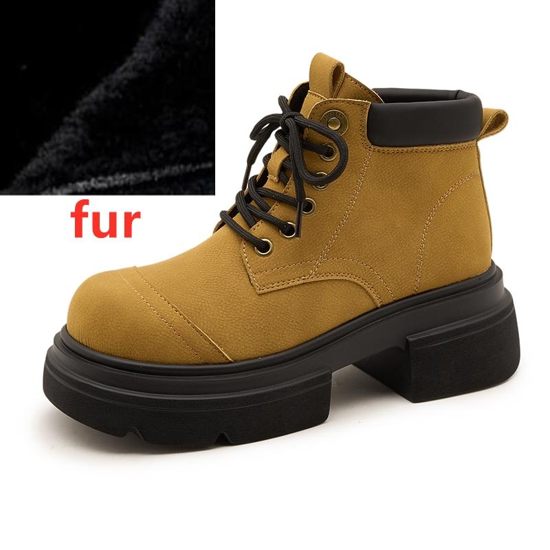 Women's Ankle Boots and Short Boots Thick-soled Lace-up Color-blocked Casual Women Shoe Autumn/winter Work Boots Female