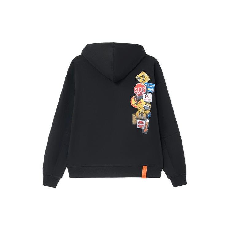 Li Ning Skateboard Sweatshirts Unisex Black Hooded Moderate Regular AWDS173-3