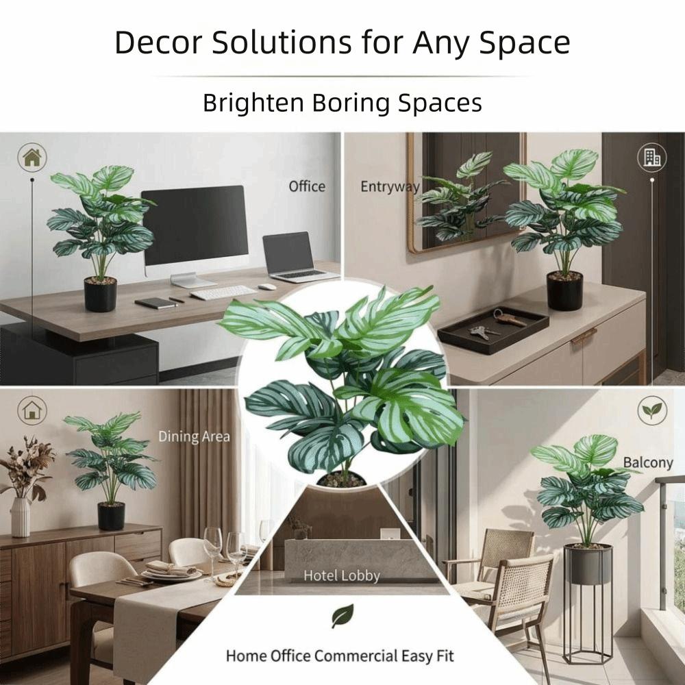 Large Size 55cm Artificial Plant 12/18 Leaves Plastic Material Faux Leaves Plants DIY Green Fake Palm Plant Wall Decoration