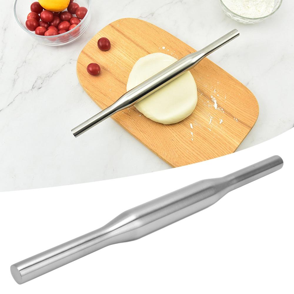 Silver Rolling Pin 304 Stainless Steel Dough Roller Durable Pizza Dough Roller  Home Kitchen
