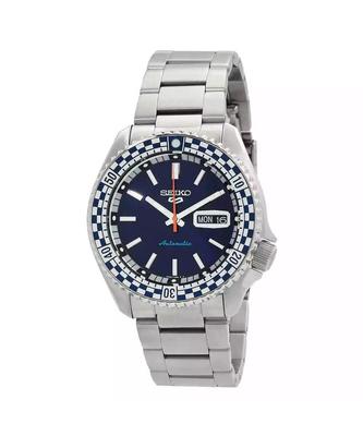 Reloj automático para hombre 5 Sports SKX Series Checker Flag Edición especial con esfera azul petróleo SRPK65K1 100M