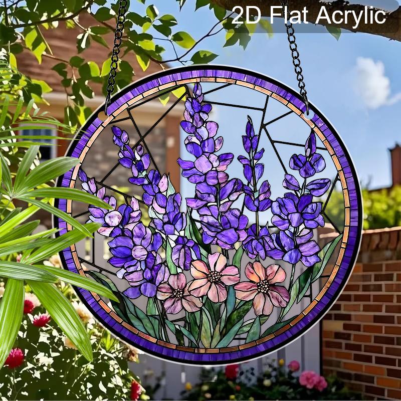 Acrylic Lavender Flower Suncatcher Stained Glass Effect Window Hanging Ornament Floral Gift for Home