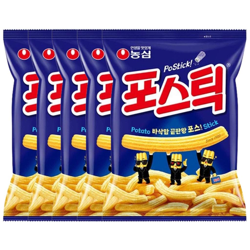 Nongshim Postick Potato Snack Crispy Potato Sticks Crunchy Flavor 133g x 5 Packs Delicious Salted Chips