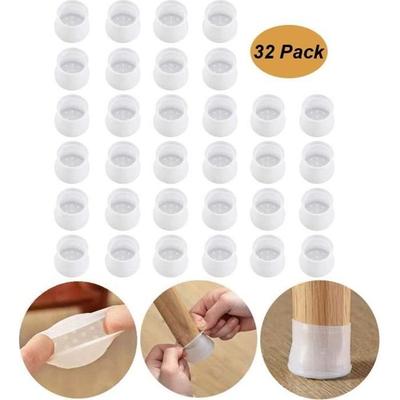 32pcs Silicone Chair Leg Tip Protective Covers Furniture Non-Slip Extendable Round Cap - Yunstore