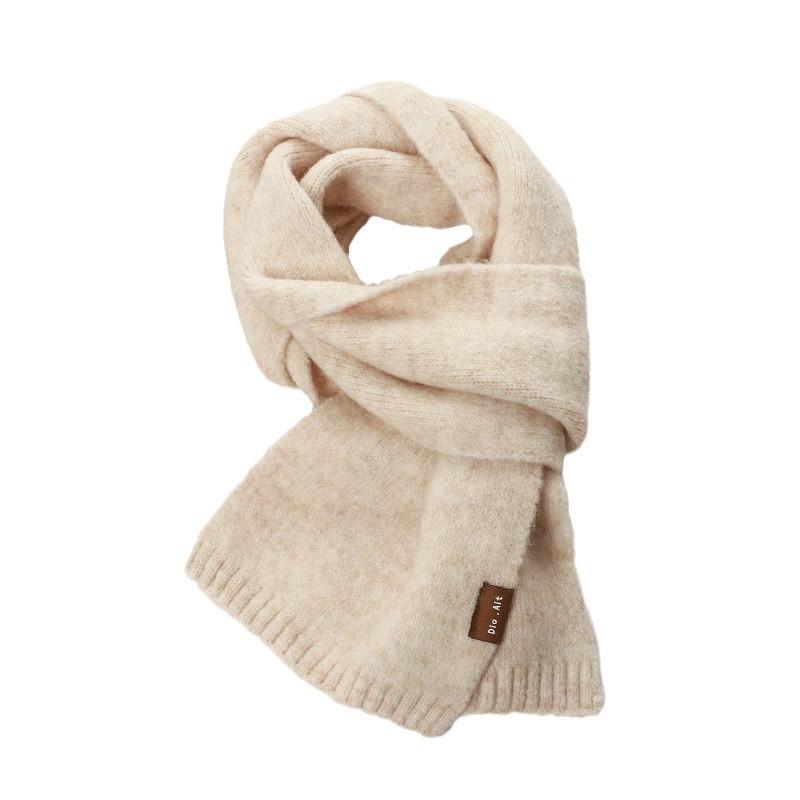 Solid color knitted scarf women's autumn and winter thickened warm scarf women's birthday gift versatile couple scarf