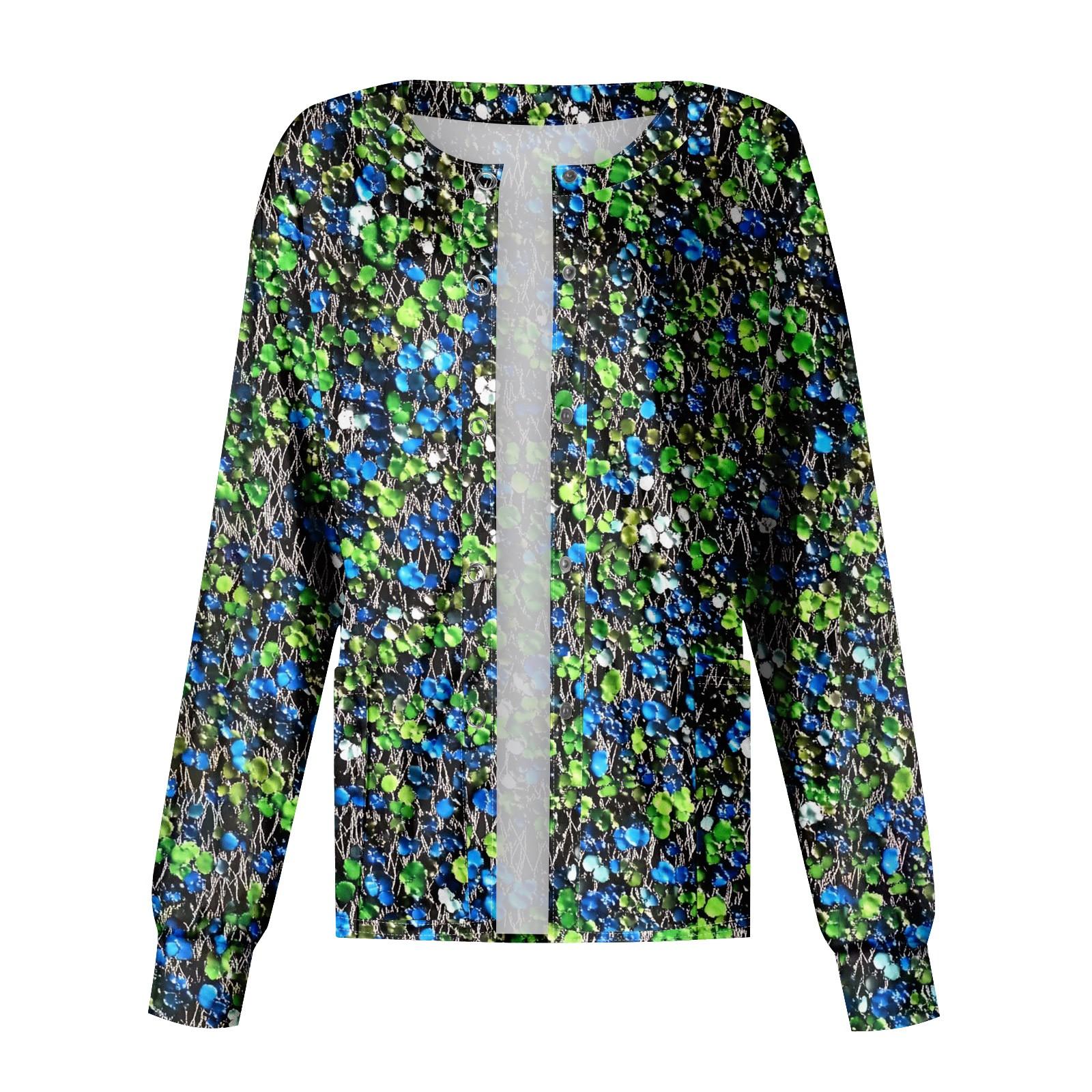 

Женская повседневная мода с длинным рукавом и воротником-стойкой, однобортный пиджак с растительным принтом, верхняя часть M жёлтый